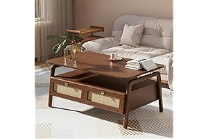 Mid-Century Modern Glowing Jade Coffee Table with Rattan Drawers