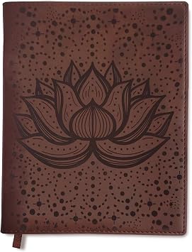 Lotus Leather Journal | Refillable Laser Engraved Journal for Women | Vegan Leather Flower Journal with Lotus