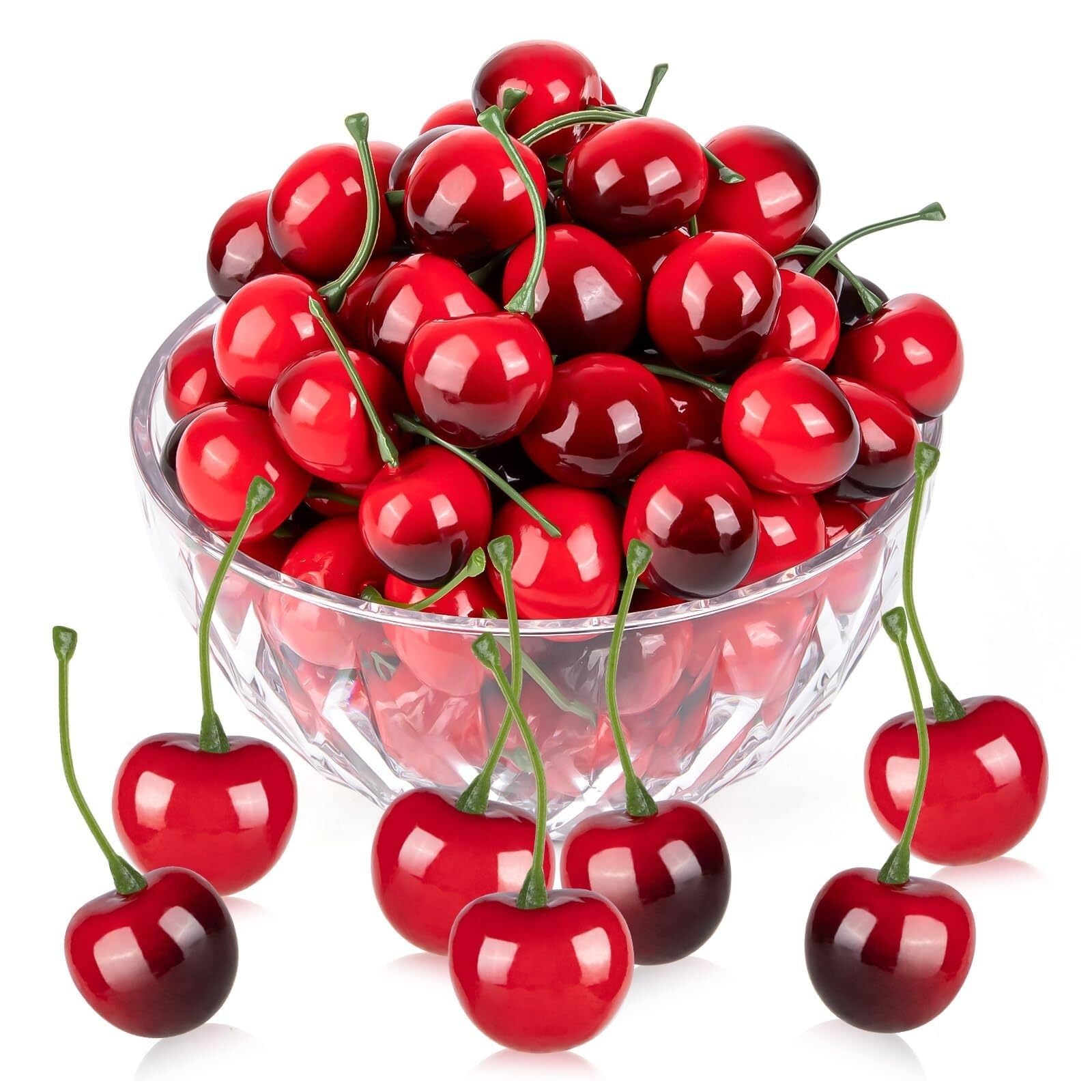 CVdrtyED Reusable Artificial Fruit Display 180 Pieces Of Simulated Cherries, Artificial Cherry Red And And Black Decorations Kitchen Ornaments