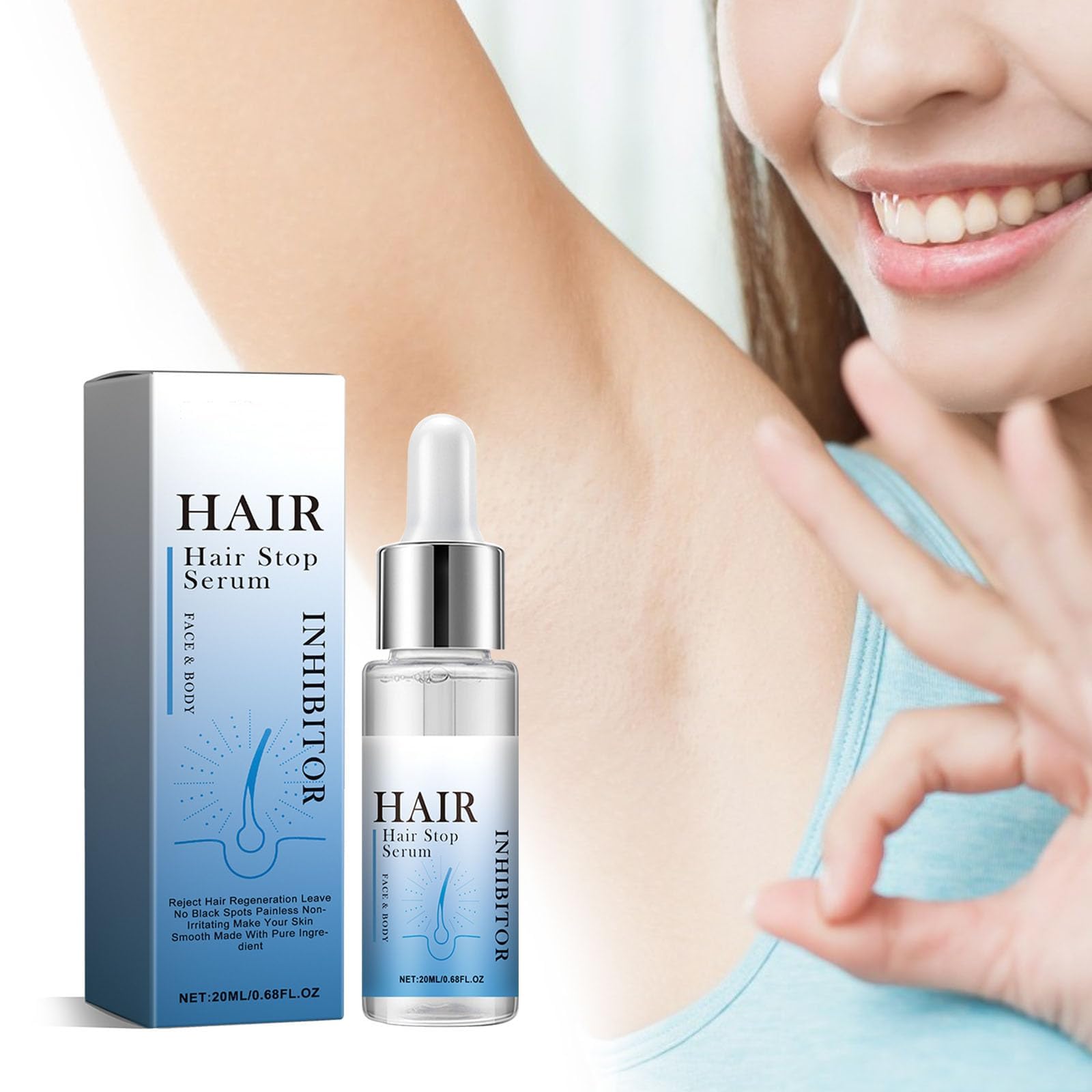 Tratamiento natural para el vello facial en el hogar con síndrome de ovario poliquístico, suero inhibidor para la depilación facial, suero para detener el vello facial (2pcs)
