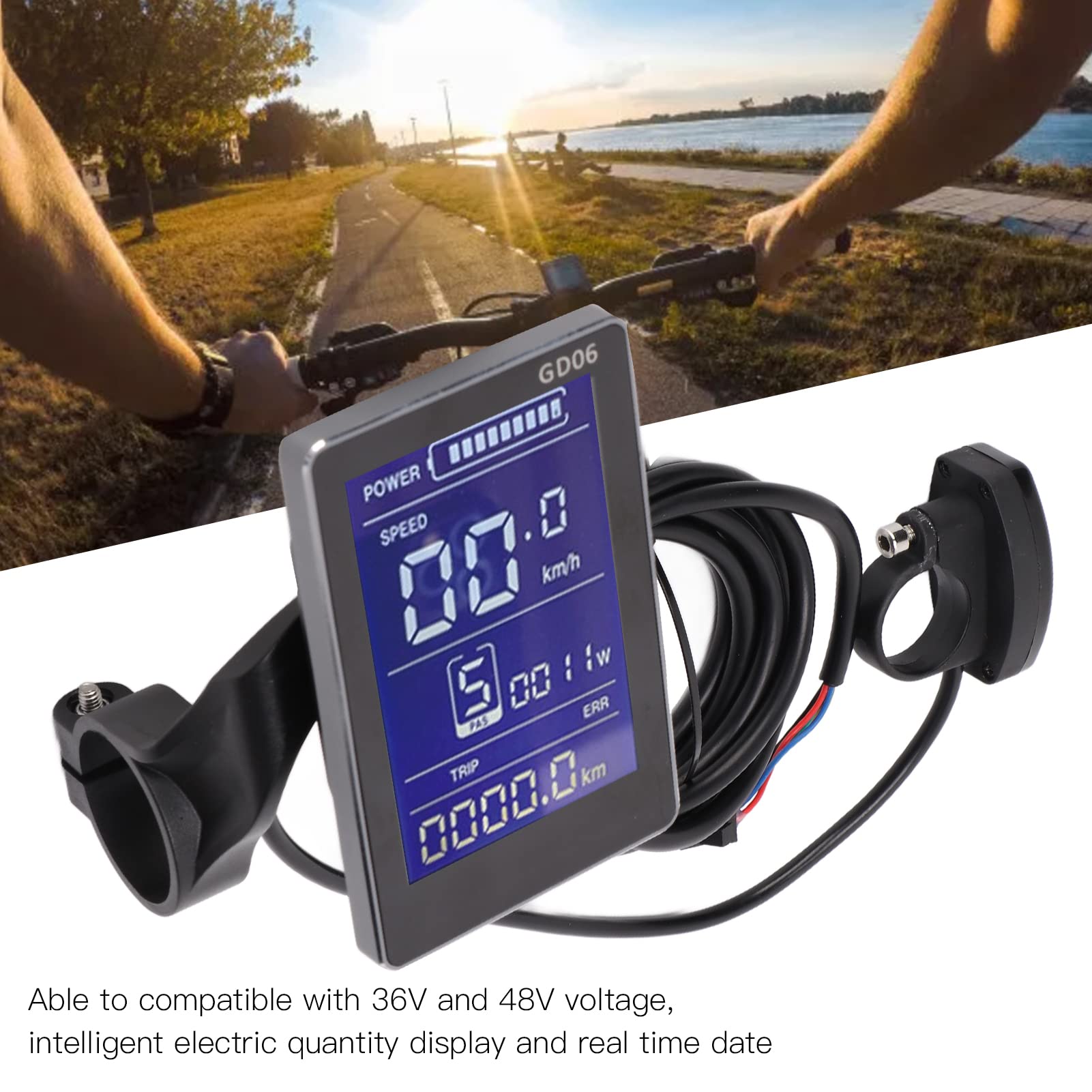 Akozon Tachimetro per Computer Elettrico GD06 con Display LCD per Bici Elettrica con Riparazione di Modifica Congiunta 36V 48V - Sport e Tempo Libero