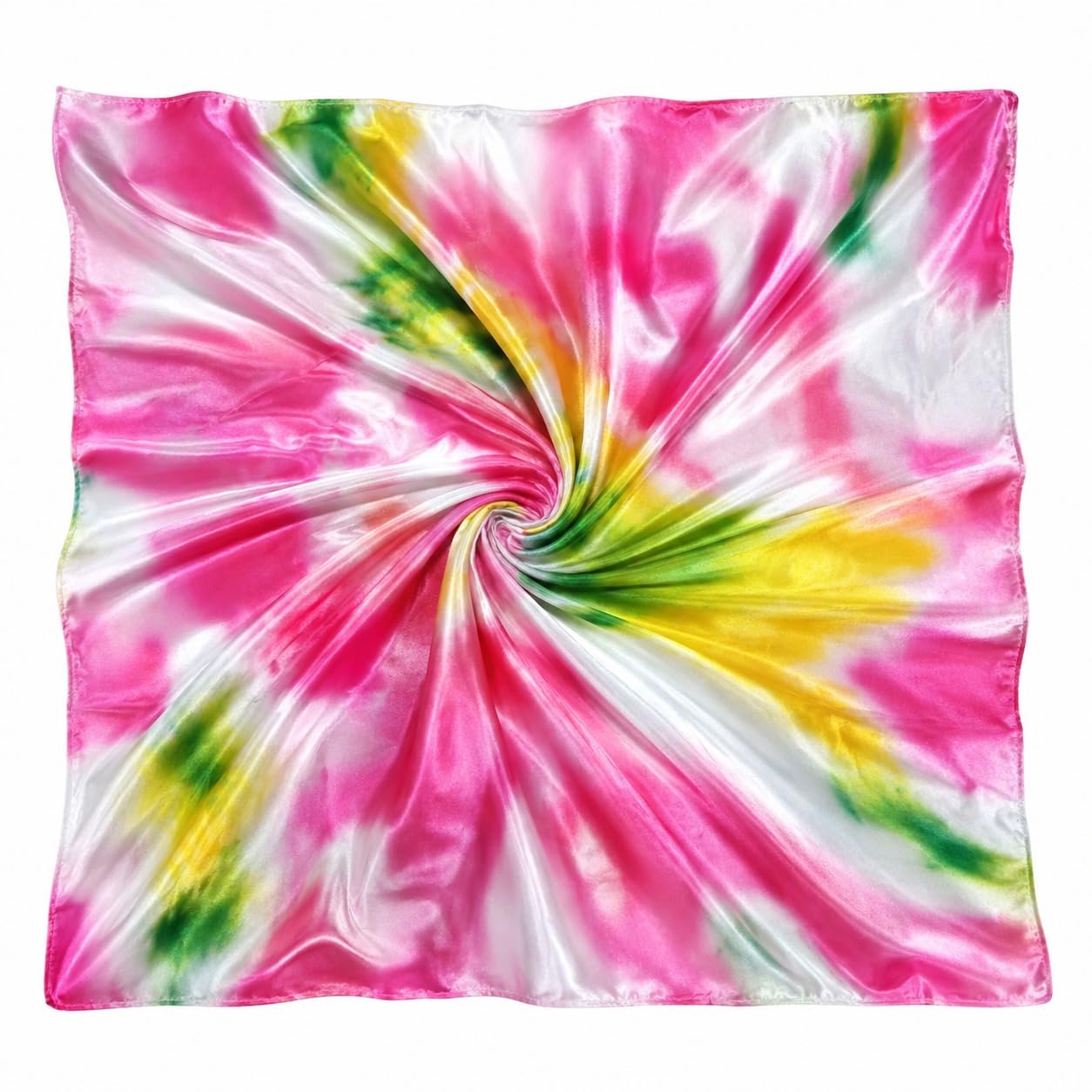 Premium Satin Silk Digital Print Fabric, 2.5 Meters, Tie-Dye Pink Yellow Green, Unstitched Material for Sarees, Kaftans, Kurtis, trendy shirts, stylish western tops-image-4