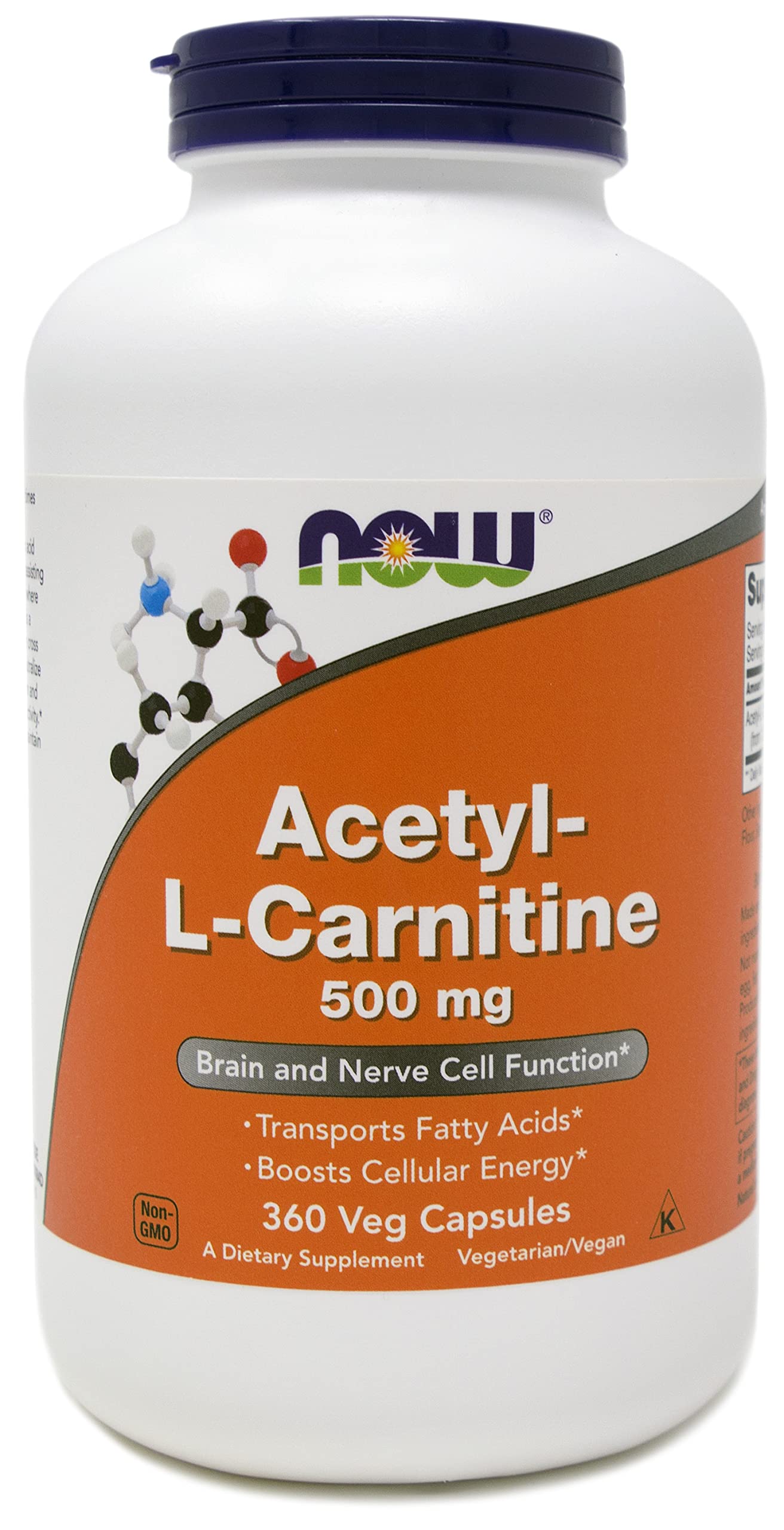 NOW Foods Now Acetyl L Carnitine 500mg, 360 Veg Capsules - Non-GMO ACL 500 mg Caps — Amazon image 8