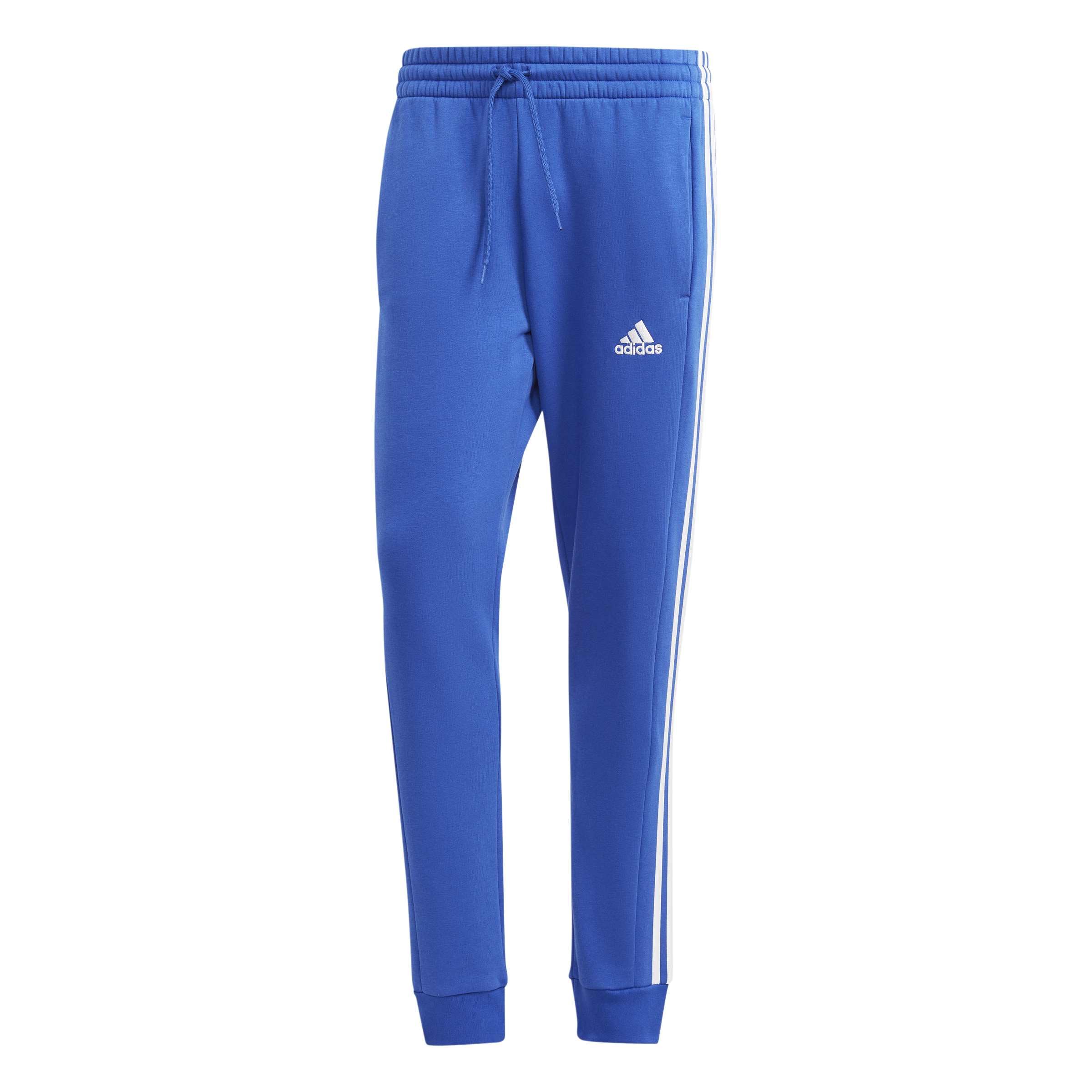 Adidas Men's Semi Lucid Blue Tall Size Essentials 3-Stripes Fleece Tapered Cuff Pants, Xxl Tall