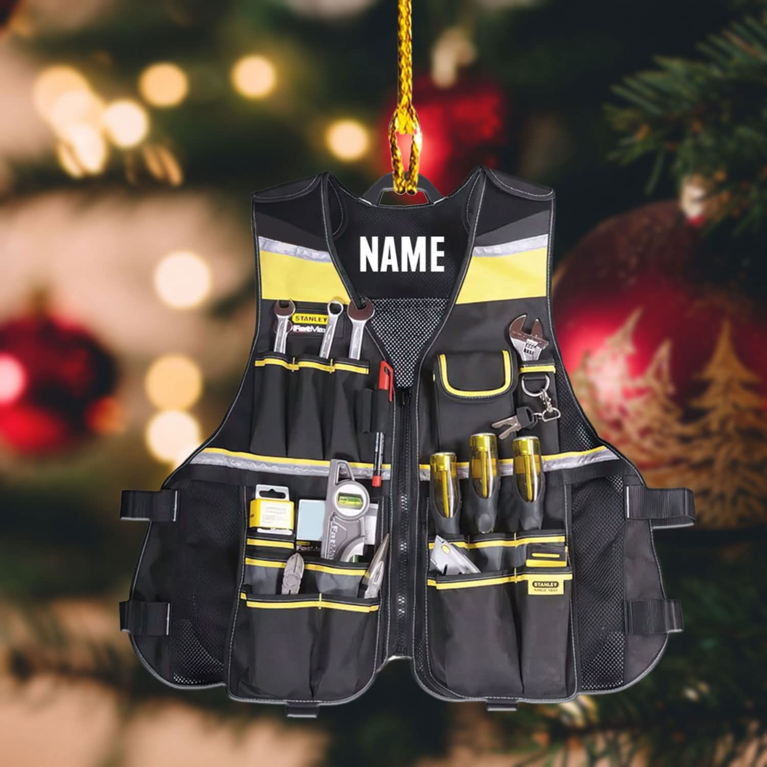 HomeDesign Personalized Electrician Lineman CSO for Lineman Gifts, Christmas Decor 2 Sides Plastic Flat Ornament (Style 4)