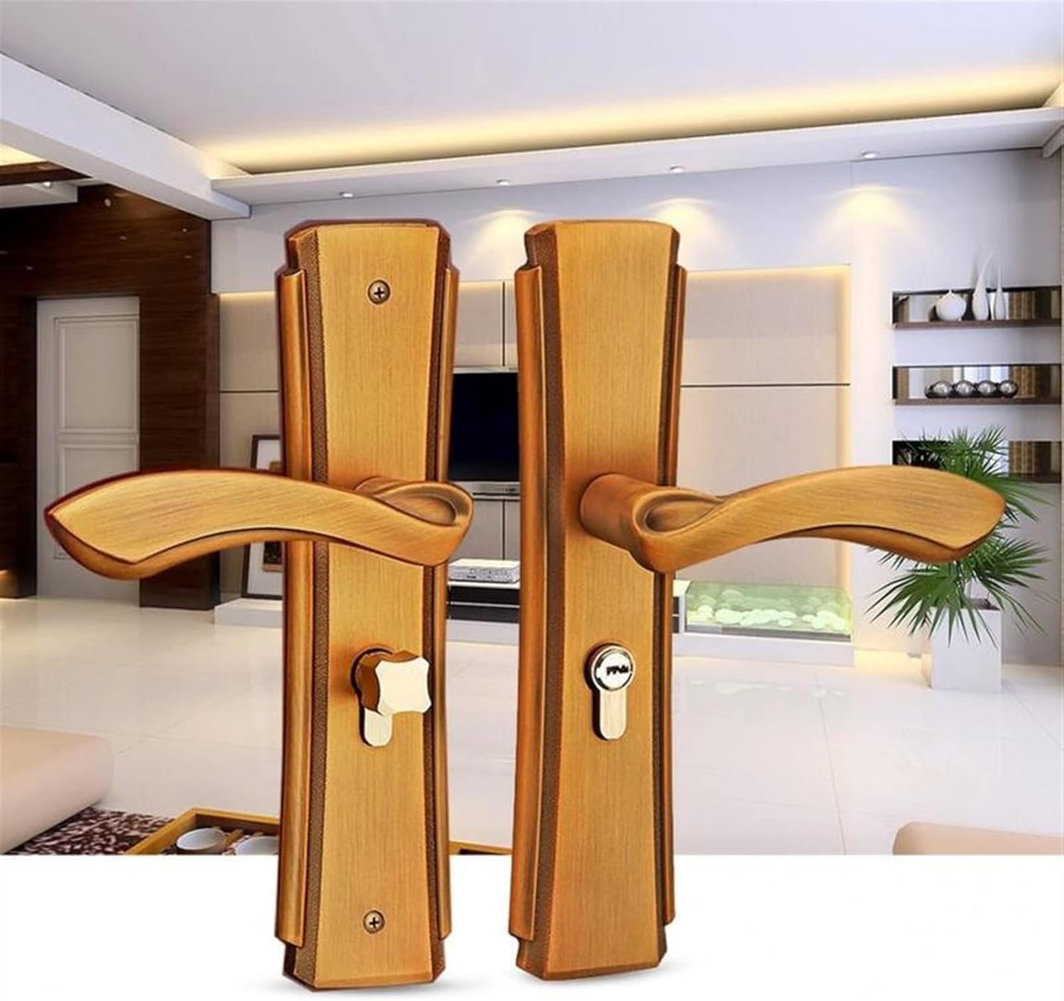 Door Handle,Interior Door Handle, 2 Sets Zinc Alloy Door Handle Lock Set Home Security Lock with Keys Indoor Door Lever Latch Door Handle Lock