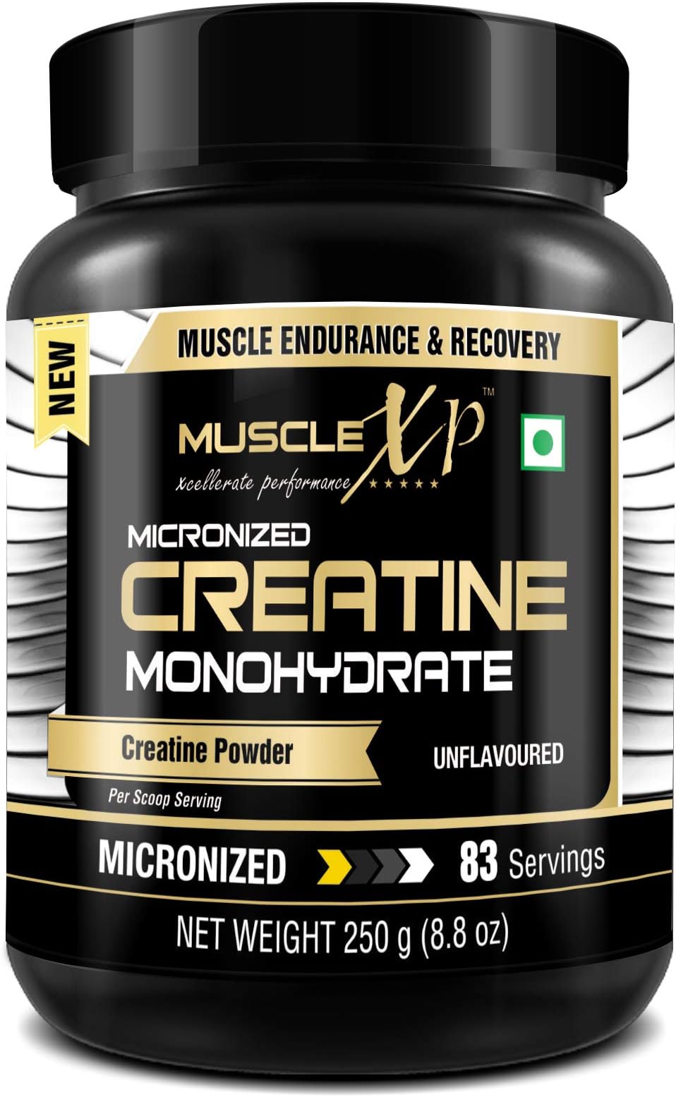 MuscleXP Micronized Creatine Monohydrate Powder, Unflavored, 250g (8.8oz) - 83 Servings