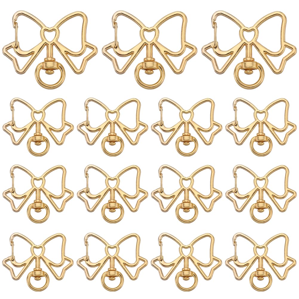 SUNNYCLUE 1 Box 20Pcs Swivel Snap Hooks Metal Swivel Clasps Spring Snap Keychain Clip Metal Butterfly Hanging Buckle Bowknot Lobster Claw Clasp for Jewellery Making DIY Bag Keychains Accessories