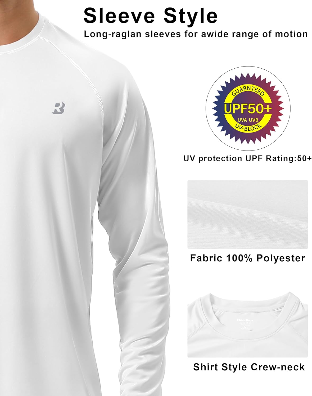 Roadbox Mens UPF 50+ UV Sun Protection Shirts Outdoor Long Sleeve SPF Rash Guard for Fishing Hiking Swimming Running - Image 4