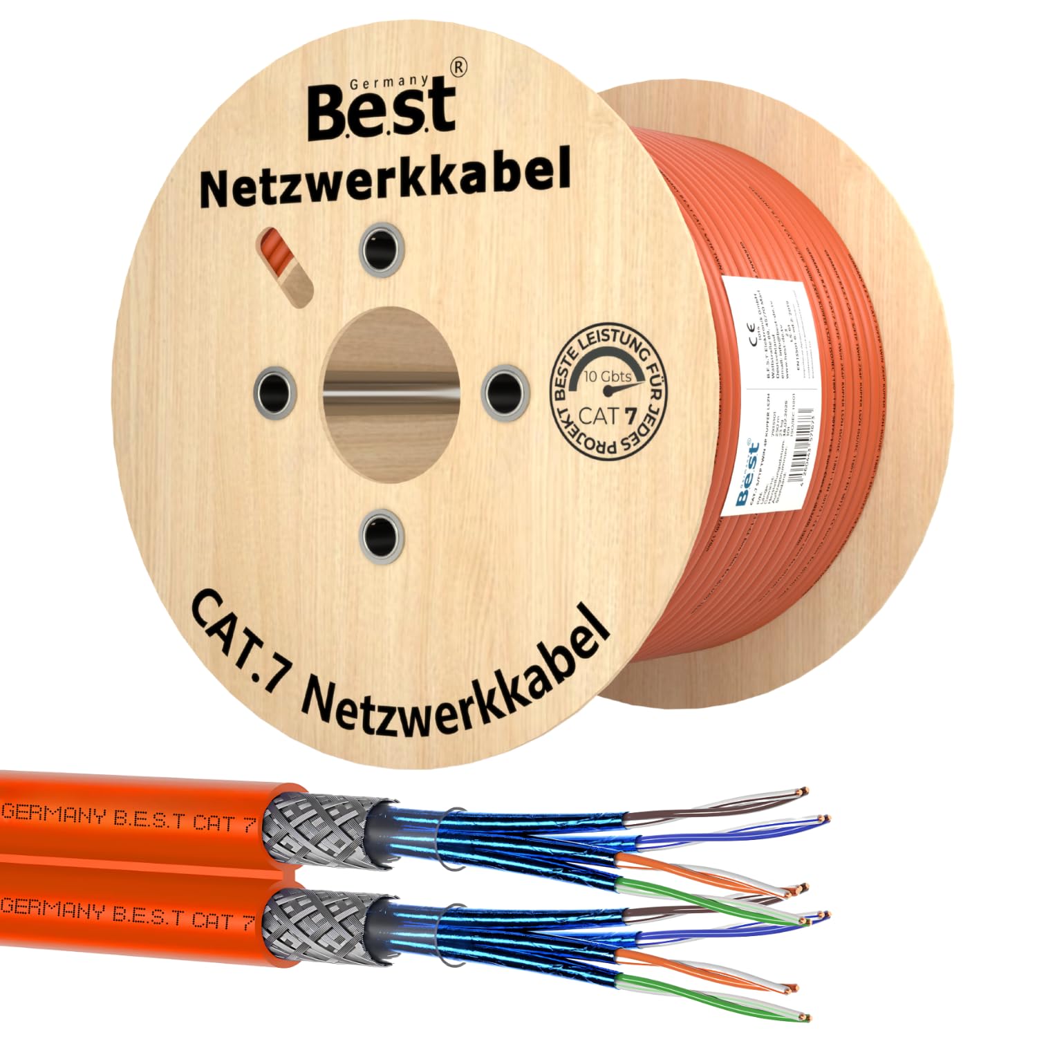 Germany B.e.s.t Cavo di rete duplex Best Gigabit CAT 7, 250 m, in rame, LAN 1000 MHz S/FTP Kat 7