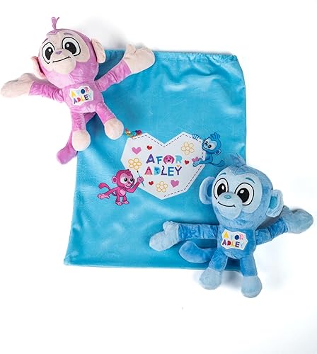 Miniatura 1 de A FOR ADLEY Merch Monkey Buddies, un mono rosa y azul listo para ser tu amigo favorito de peluches. Viene con bolsa de transporte.