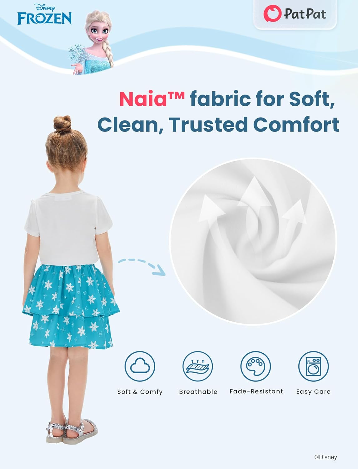 Disney Frozen Elsa Stitch Minnie Princess Toddler Girls' T-Shirt & Double Ruffle Skirt 2 Piece Outfit Summer Clothes Set 2-9Y - Image 4