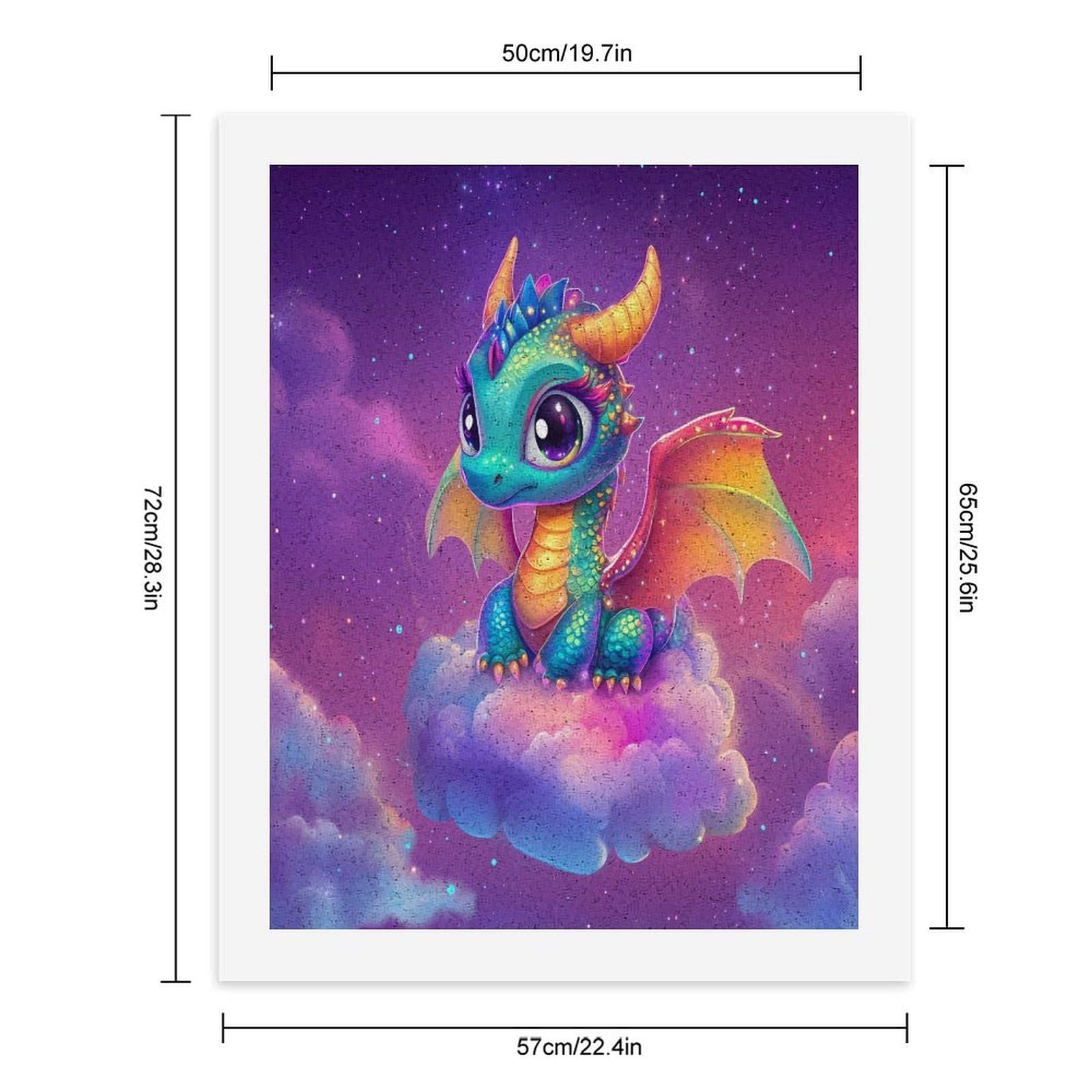 Malen nach Zahlen für Erwachsene, Motiv: süßer Drache, Regenbogenfarben, vertikal, Baumwolle, digitales Ölgemälde, Heimdekoration, Geschenk, 65 x 50 cm