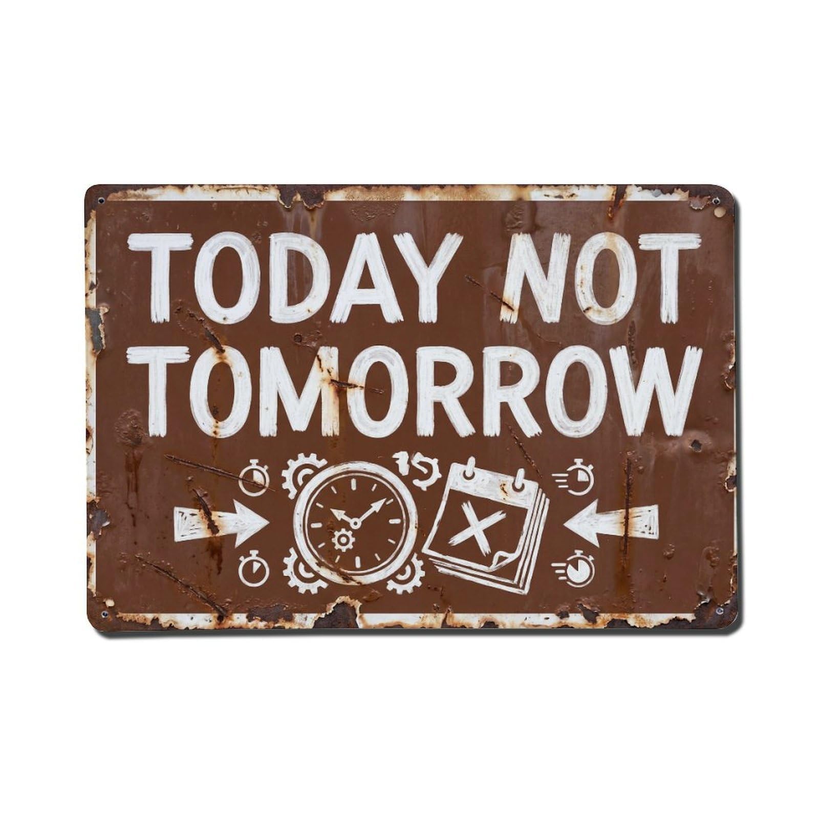 Today Not Tomorrow Motivation Retro Motivational Slogans Metal Tin Sign Wall Decor for Cafe, Club, Garden Metal Poster 8x12Inch