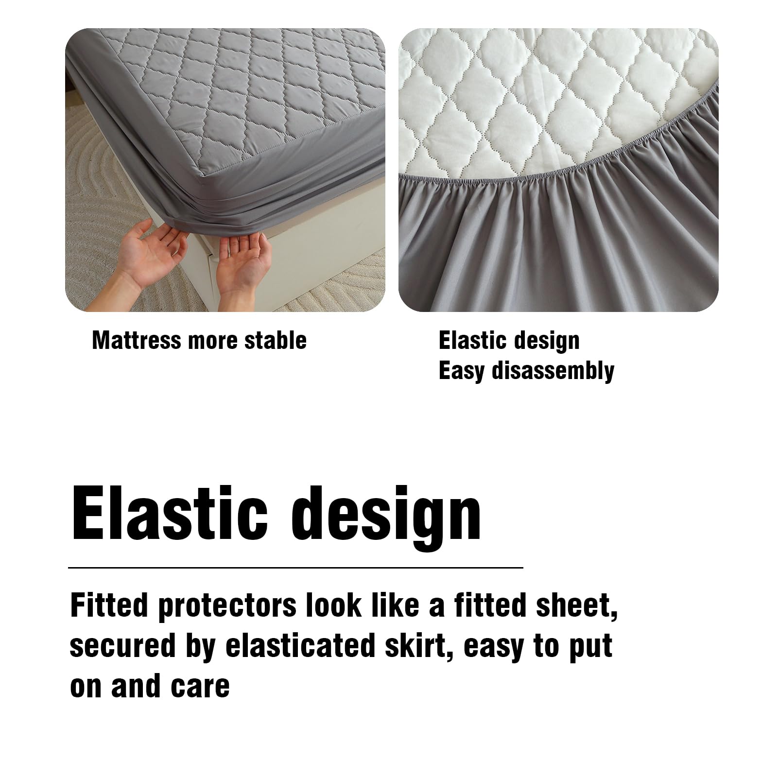 Acolchado Cubre Colchon Transpirable y Ajustable | Protector Colchon Impermeable Acolchado | Elástico En Todo El Contorno (Gris,200 * 220cm)