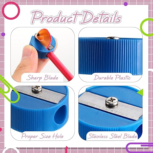 Miniatura 3 de Resurhang 200 sacapuntas de bolsillo coloridos para niños, estudiantes, sacapuntas pequeños, portátil, manual, mini sacapuntas redondo, suministros