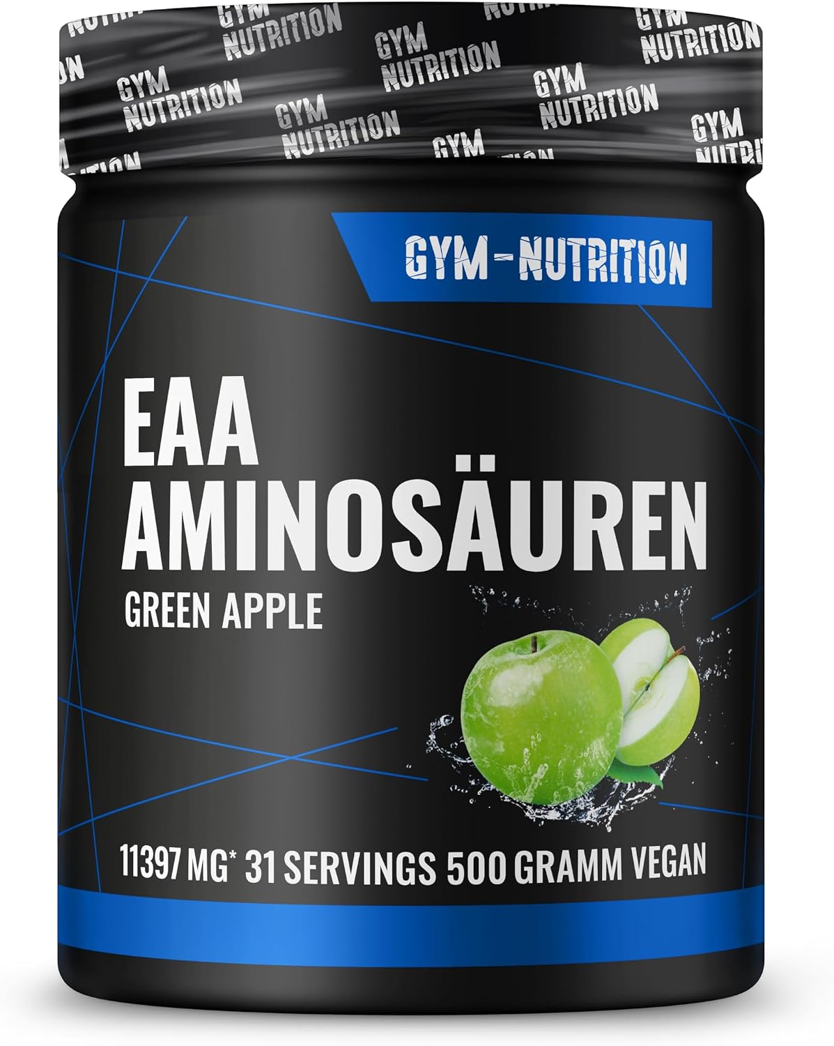 EAA Powder High Dose 500 g 8 Essential Amino Acids Vegan With BCAA Green Apple