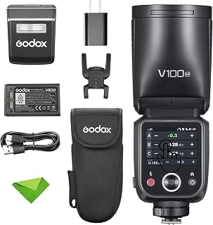 Godox V100 N V100-N 100Ws TTL Flash, 400 Full Power Flashes, 1.7s Recycle Time, 2.4G Wireless with External Flash, HSS Speedlight, Touchscreen Speedlight Speedlite (Godox V100N)