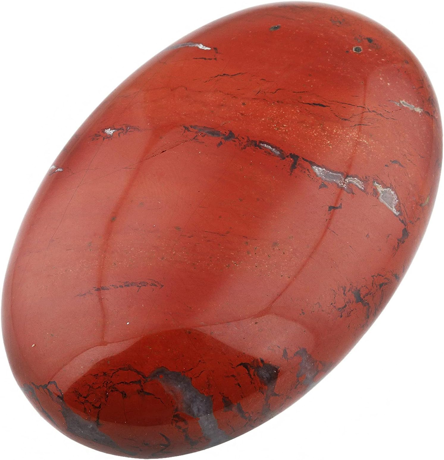Rockcloud Oval Worry Stones,Palm Pocket Energy Stone,Healing Crystal with Velvet Bag,Red Jasper