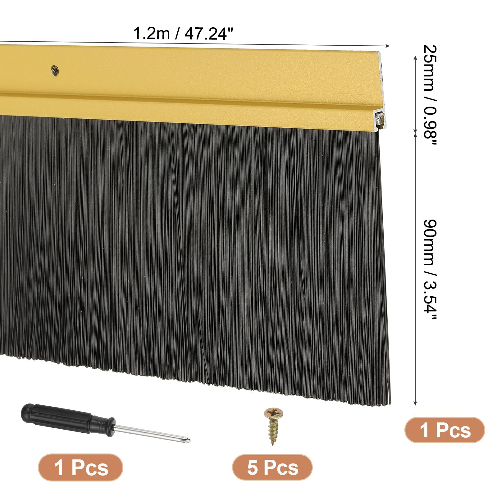 PATIKIL Door Brush Sweeps 3.54" Bristles x 47.24" Long - Image 2