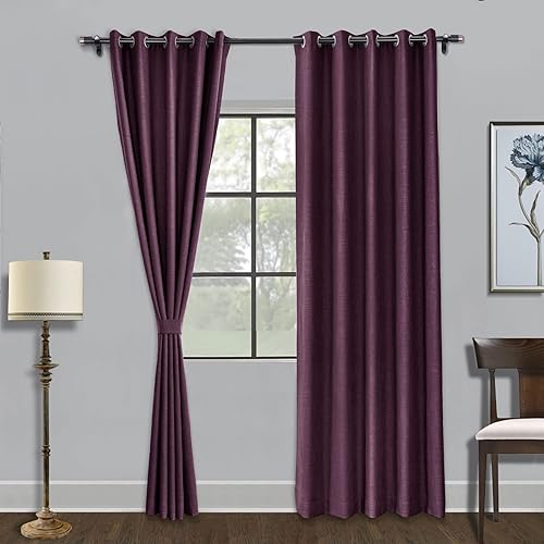 Miniatura 31 de Fcosie Cortinas opacas de 84 pulgadas de largo, cortinas texturizadas de lino con aislamiento térmico, panel de cortina con ojales en la parte Trigo