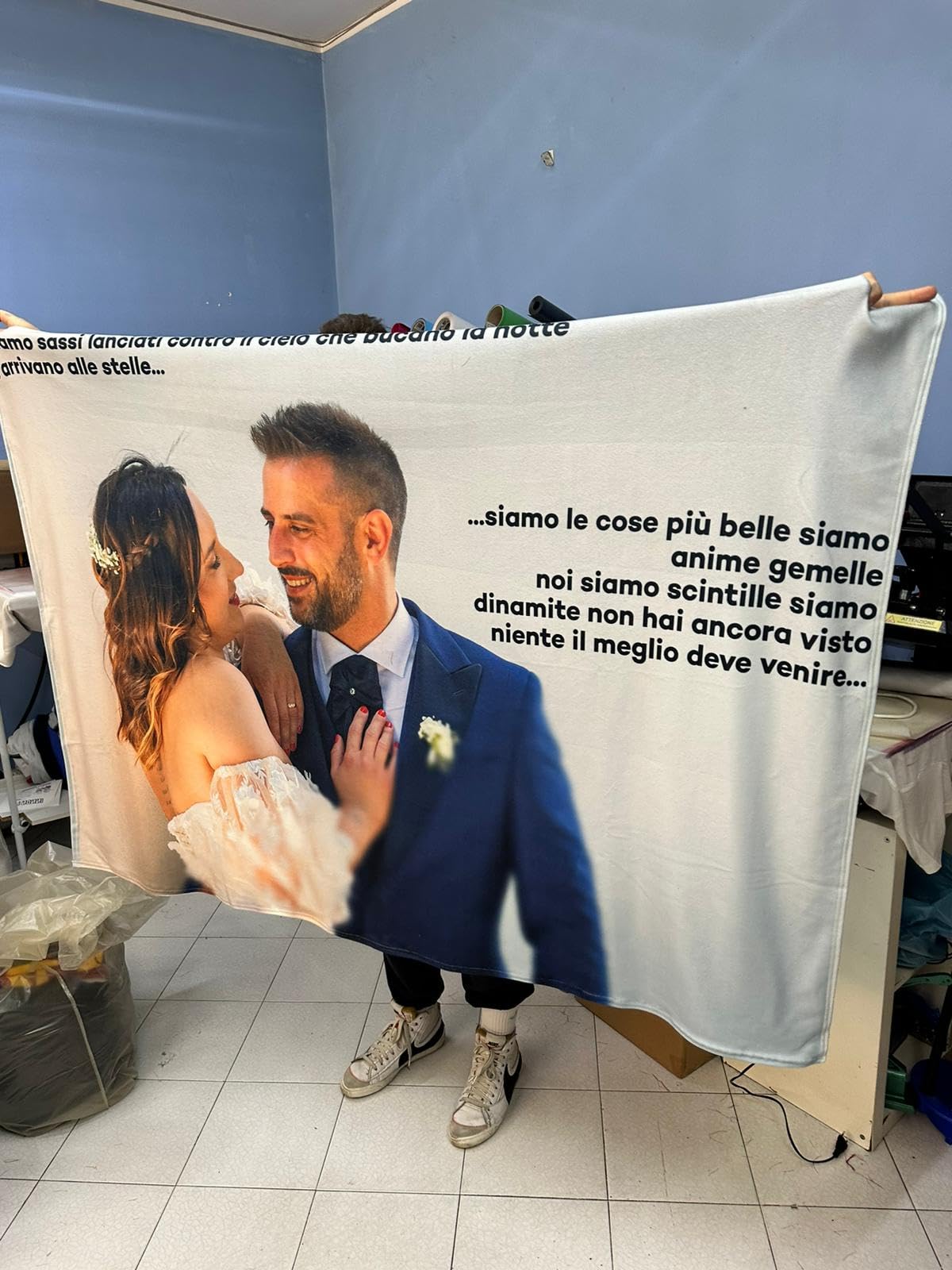 Generico Plaid Personalizzato con foto coperta in pile varie misure idea regalo coperta invernale decorazioni casa divano letto Musica love amore festa degli innamorati marito moglie 4 (100x150cm