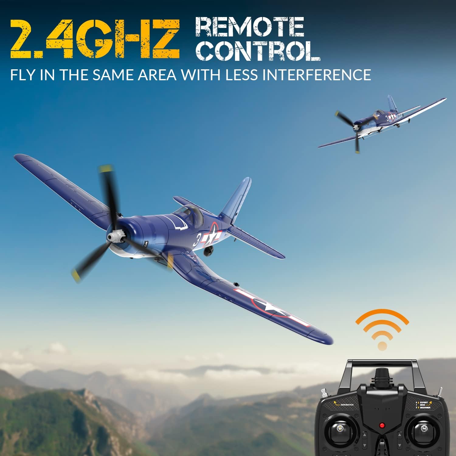 RC Plane 4-CH Remote Control Airplane F4U Corsair RTF Aircraft with One-Key Aerobatic and 6-axis Stabilizer,Ready to Fly RC Airplane for Beginner, Ideal Gift for Adults