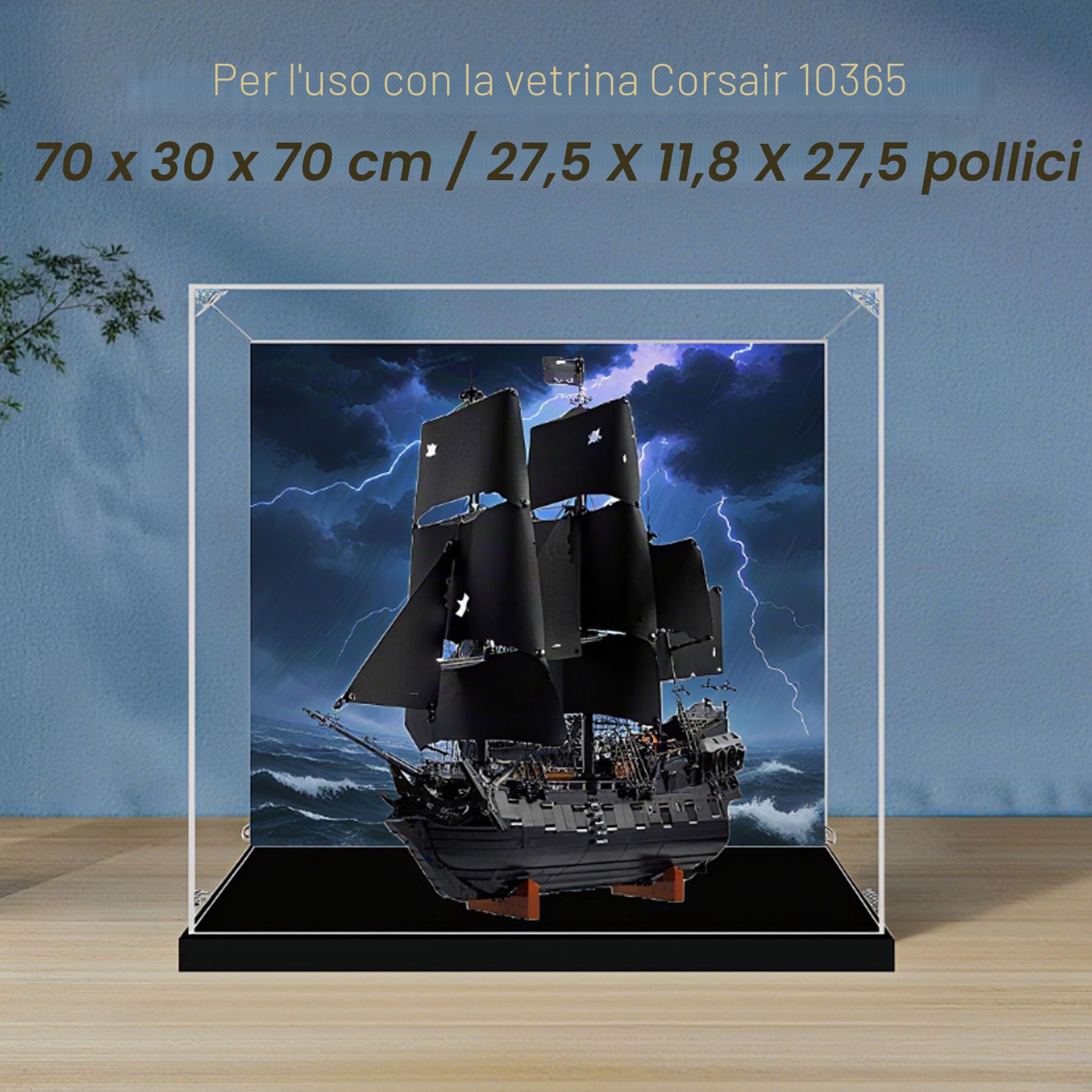 Vetrina in acrilico per Lego 10365 Black Pearl Ship, scatola antipolvere, scatola trasparente, scatola espositiva compatibile con 10365 (solo scatola) (sfondo da 3 mm)