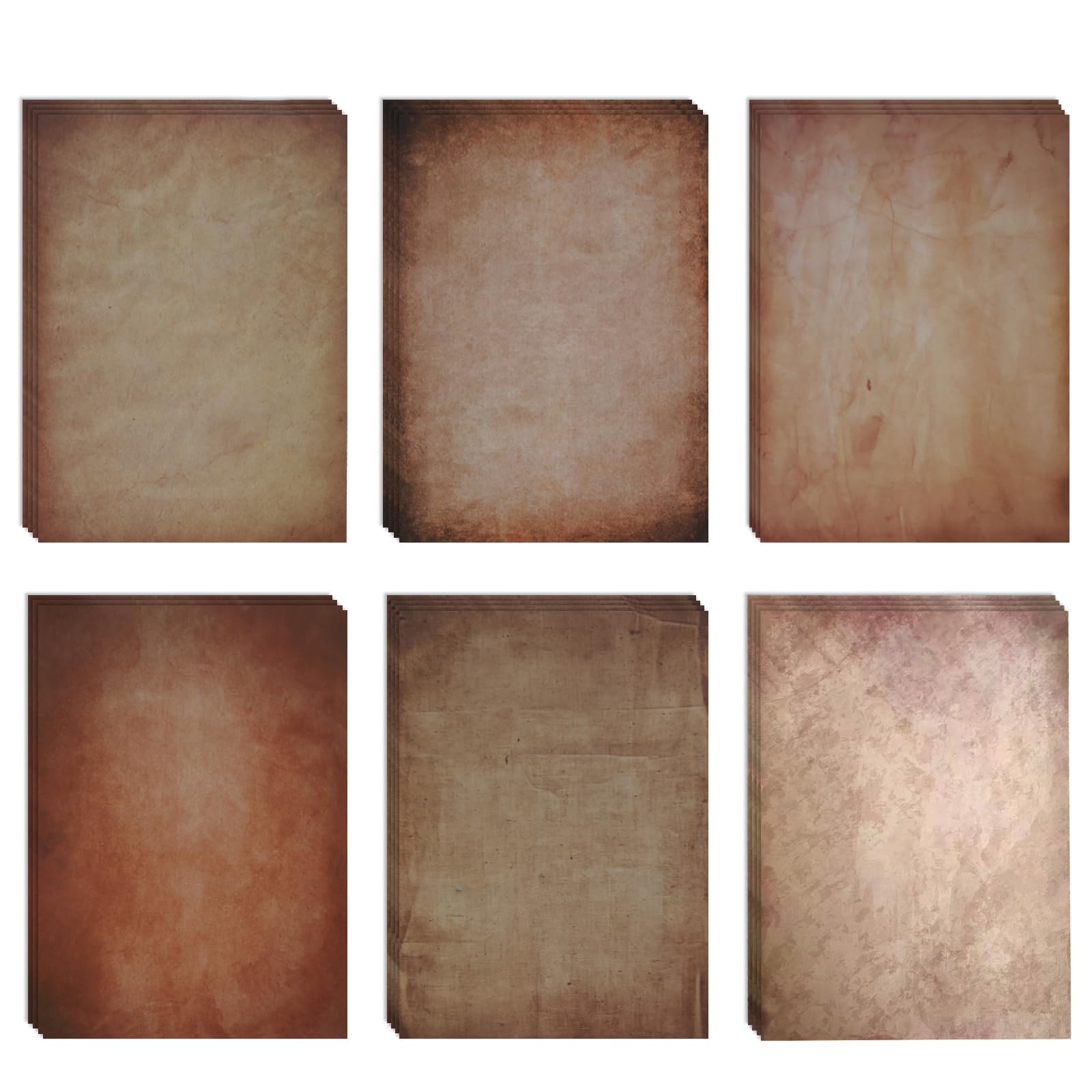Writing Letter Papers 96 Sheets/ 6 Styles, DIN A4 Vintage Design Craft Certificate Document Papers, Vintage Printer Parchment Paper Old for Writing Printing DIY (Vintage-E)