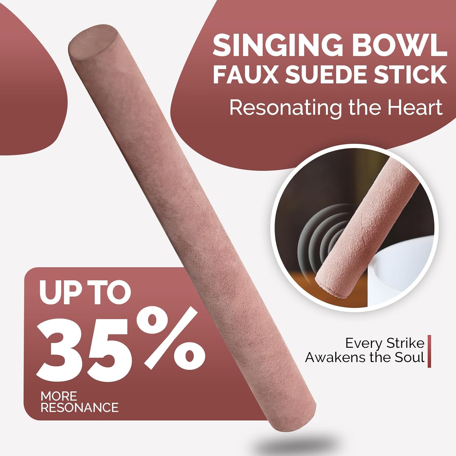 スエードシンギングボウルマレット &ndash; シンギングボウルとクリスタルボウル用のフルスエードストライキングスティック &ndash; サウンドヒーリ