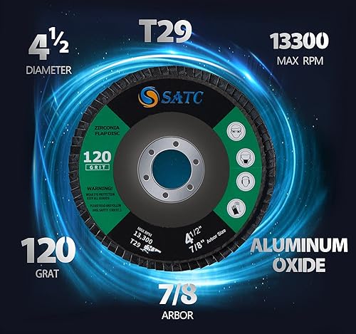Miniatura 32 de S SATC 20 discos de aleta 4 1/2 para amoladora angular, amoladora de alto rendimiento, disco de aleta 80 grit tipo 29