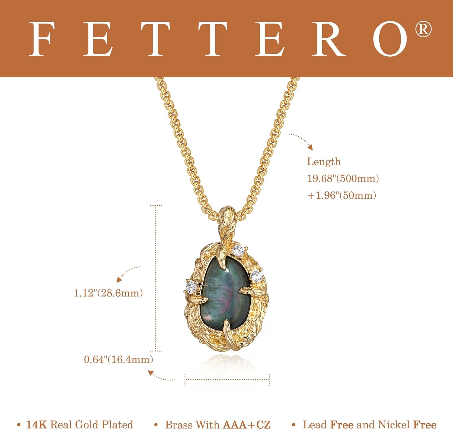 Fettero Gold Charm Necklace for Women, 14K Gold Plated Black MOP Necklace Cute Heart Moon Dainty Pendant Non Tarnish Chain Gold Necklaces Jewelry Gift - Image 5