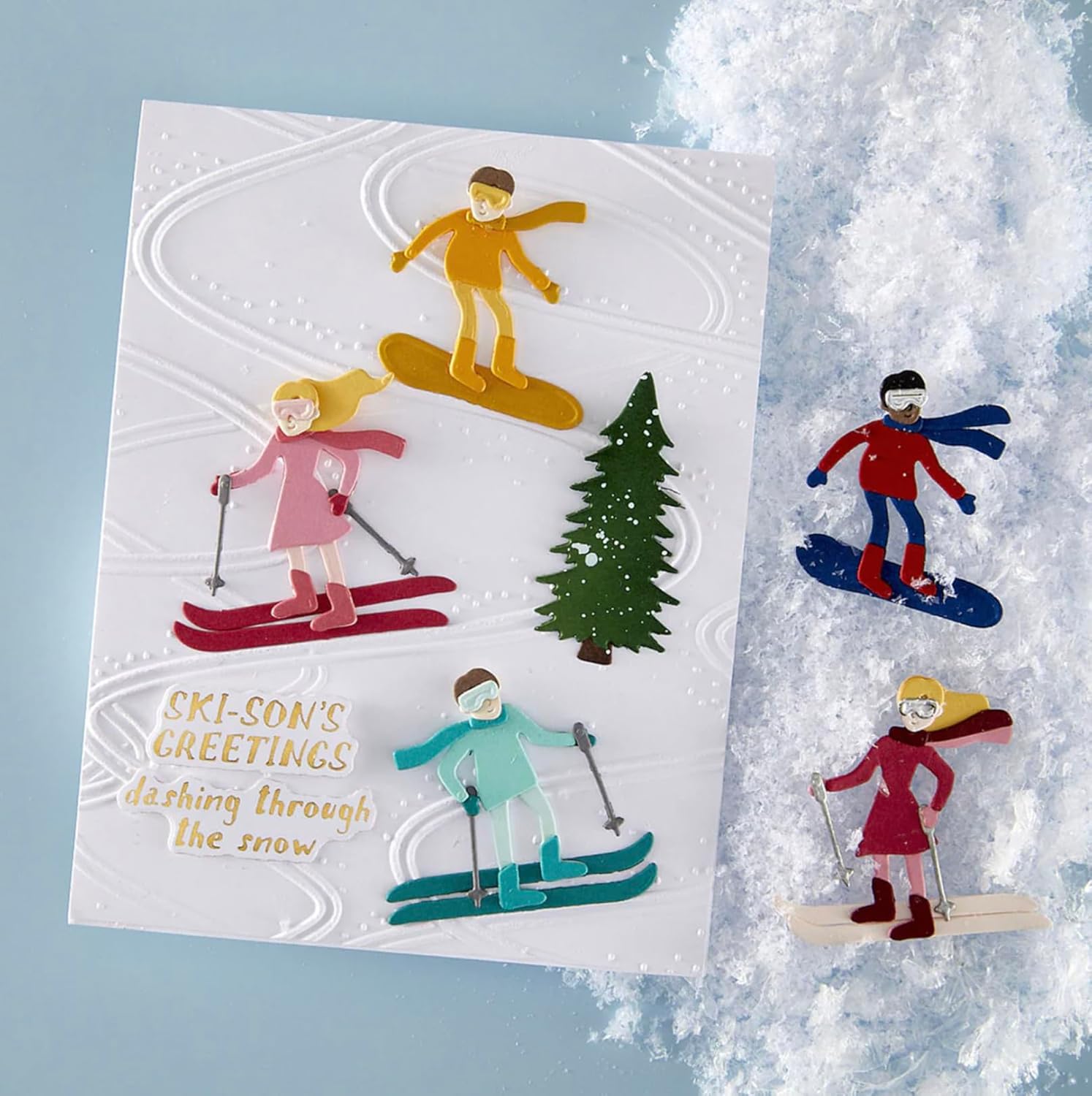 Spellbinders BD-1010 Ski-Son's Greetings Dies and 3D Folder Bundle by Simon Hurley