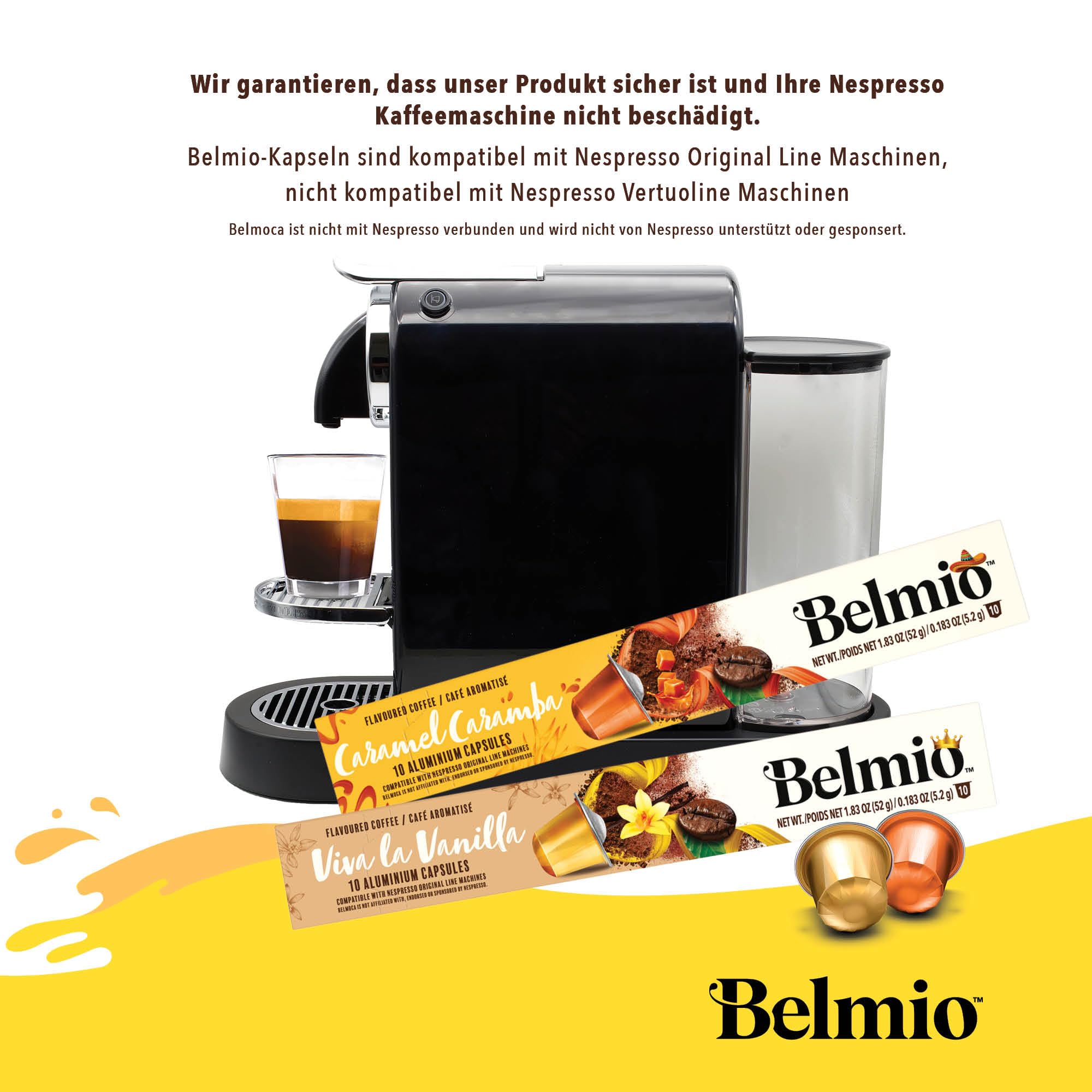 Belmio Kaffeekapseln Nespresso Kompatibel, Alle Sorten Pack, Mittelstark Geröstete Kaffeekapseln, Intensität 6 und 7, authentische belgische Qualität, 8 Geschmacksvarianten, 100 Kapseln