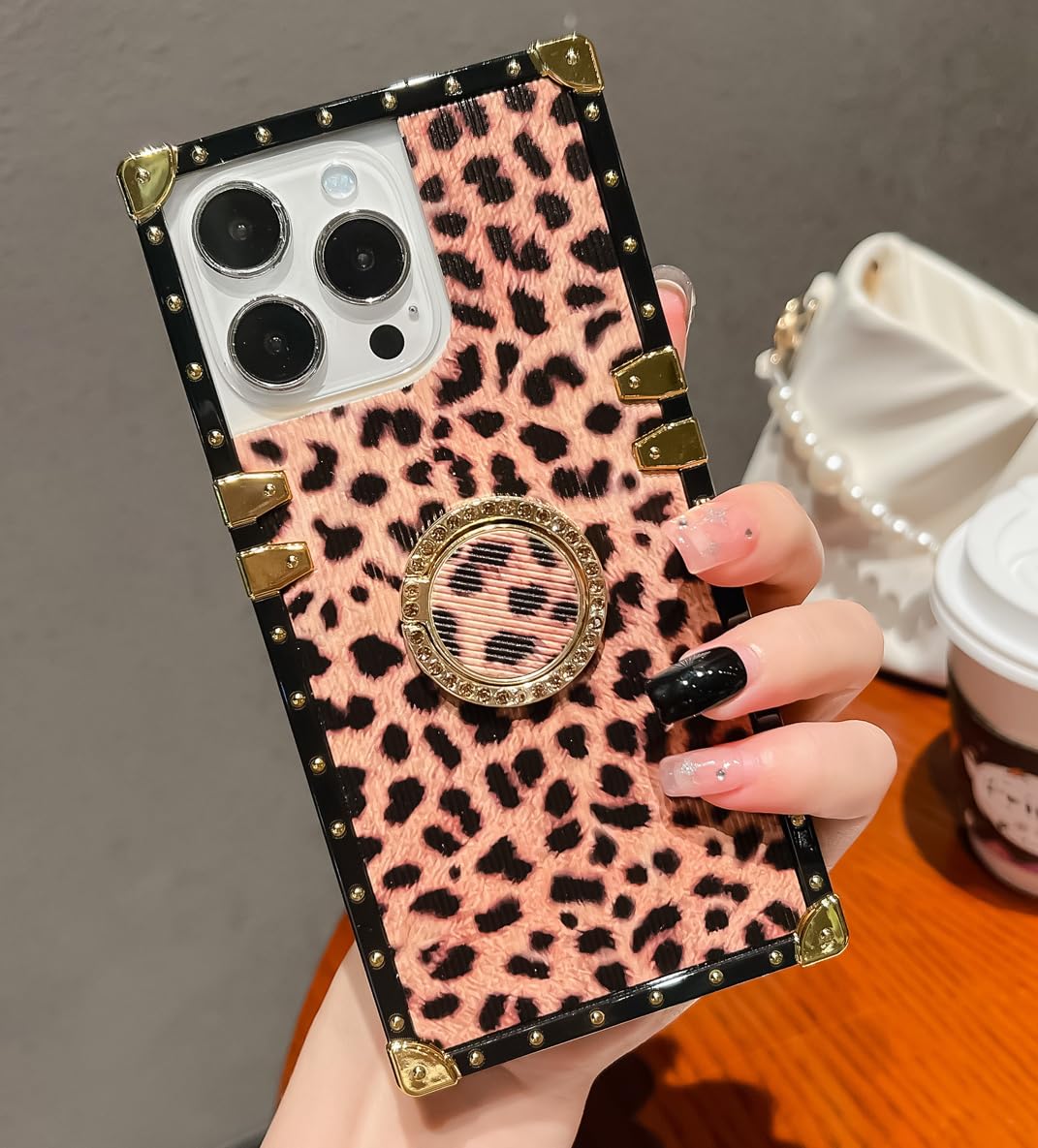 for Samsung Galaxy A42 5G Case Fashion Design Cute Leopard Pattern Protection Soft Trunk Cover with Ring Holder Kickstand for Women Girl Phone Skin,Gold