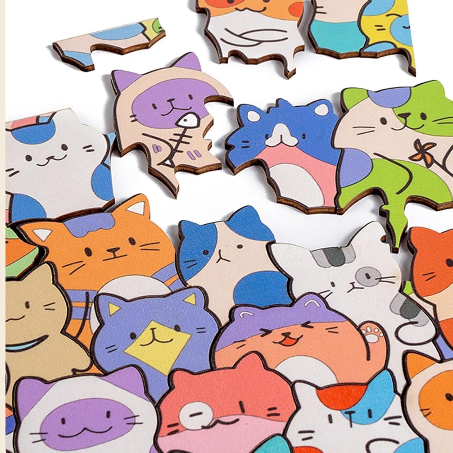 Vibbang Cat Wooden Colouring Puzzles, 2026 New Wooden Cat Puzzles, Framed by Adorable Cats Outline Puzzle - Image 3