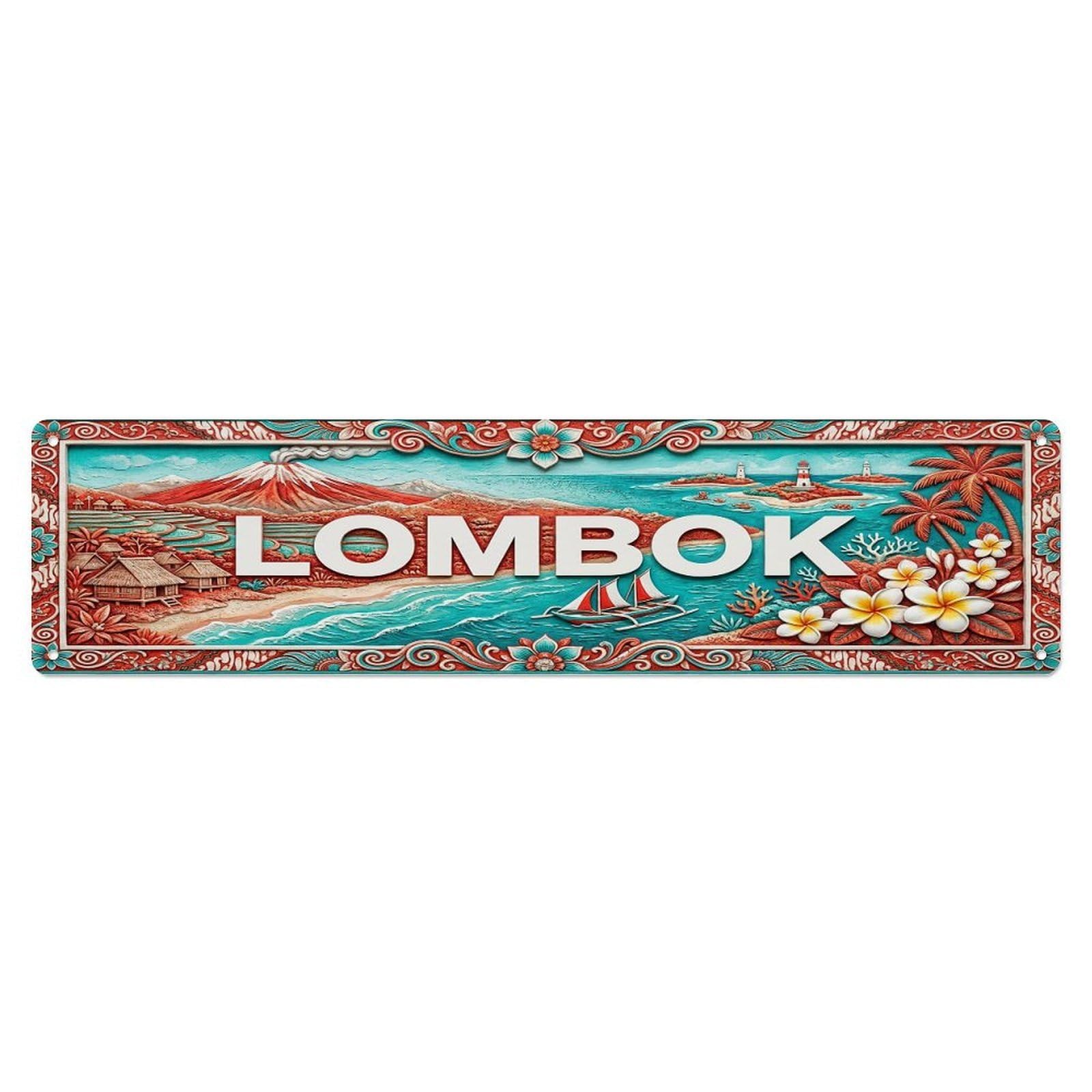 Gead 4X16inch Style Vintage Lombok Indonesia Flag Pattern Metal Tin Sign