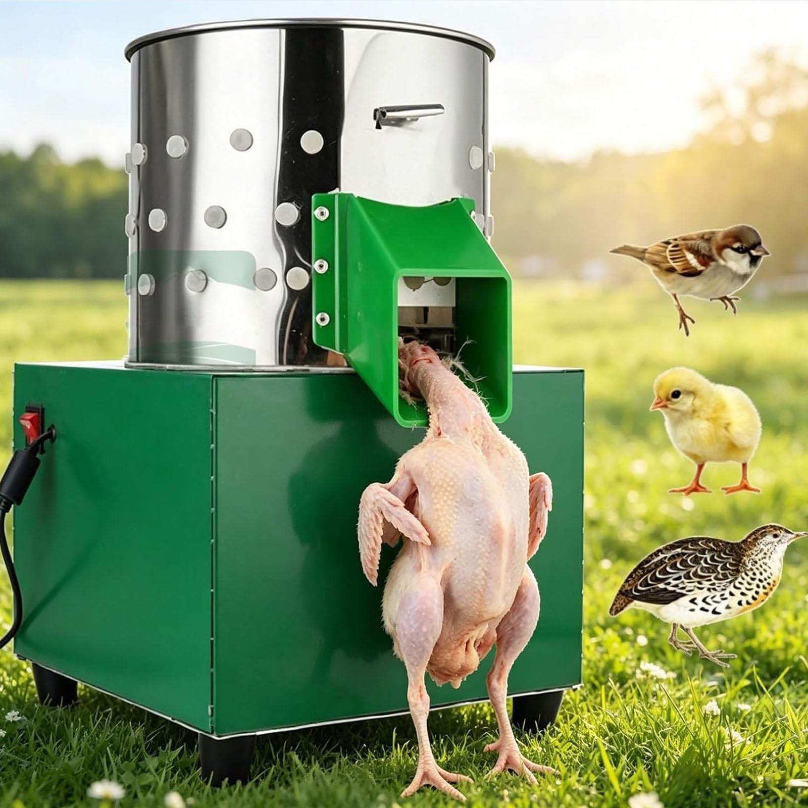 Model 25 automatyczny wyrywacz drobiu, maszyna do usuwania piór ze stali nierdzewnej 1500 W, gumowe palce o dużej pojemności, do depilacji przepiórek, kurczaków, na podwórko, farmę, drób