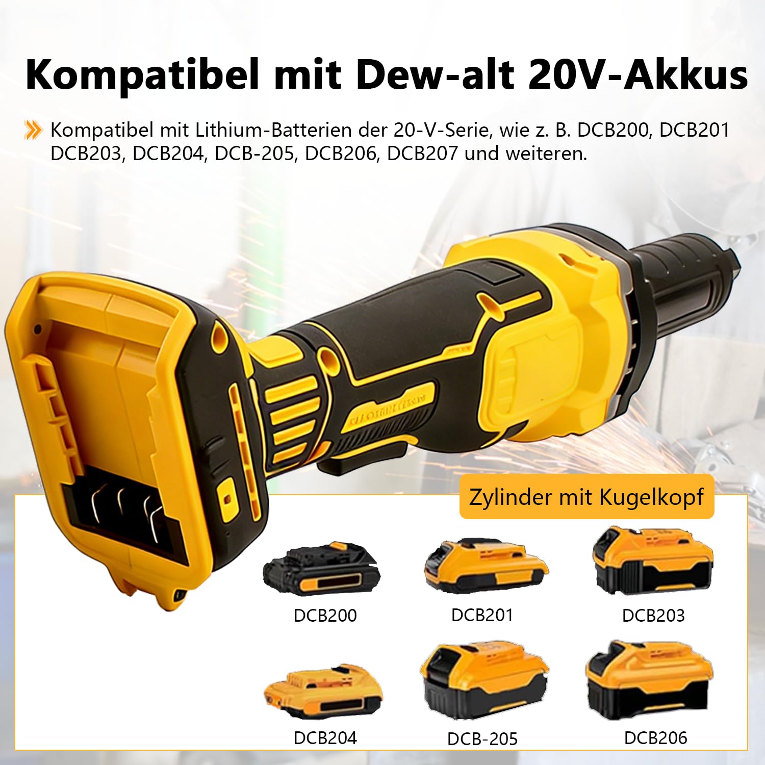 Smerigliatrice diritta a batteria compatibile con batteria Dewalt da 20 V, 4 velocità variabili, levigatrice dritta senza spazzole per levigatura, lucidatura incisione (senza batteria)