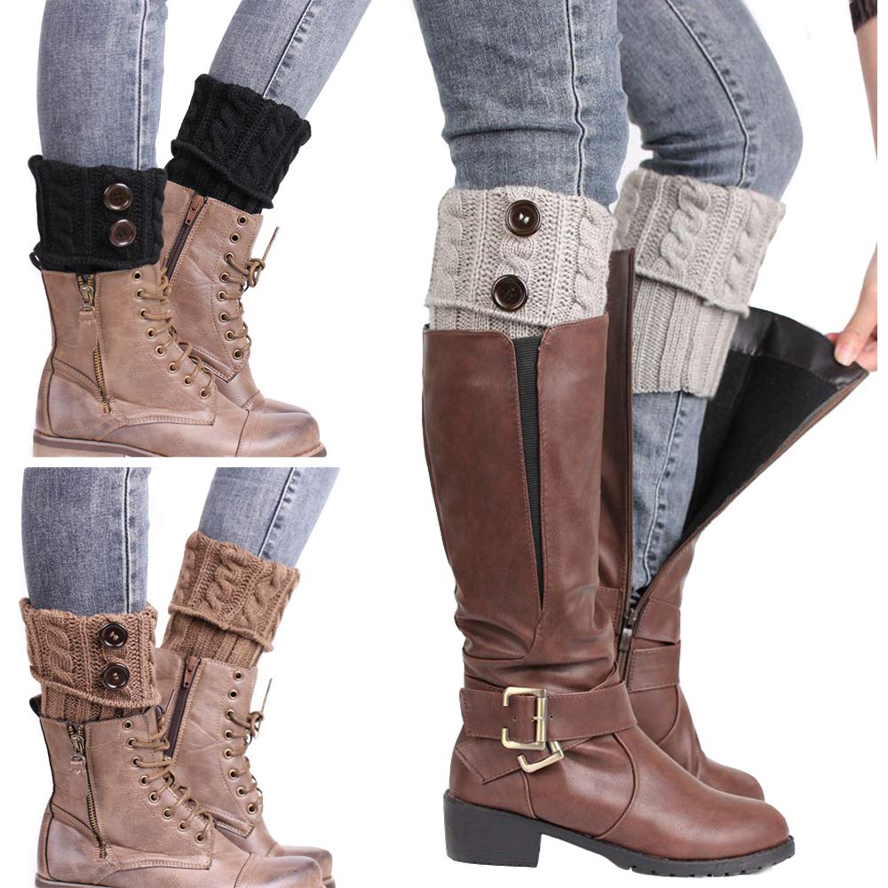 Kaxich Women's Style2 3 Pairs Girls Winter Warm Leg Warmers Short Crochet Knitted Boot Socks Stretchy Boot Toppers Cuff
