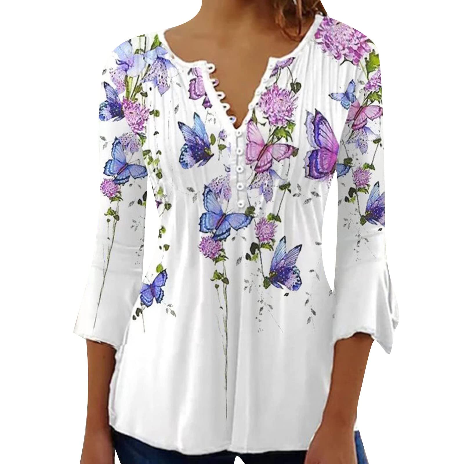 Genericwomens Sleeve Tops 2023 Pleated Front Ladies Chiffon