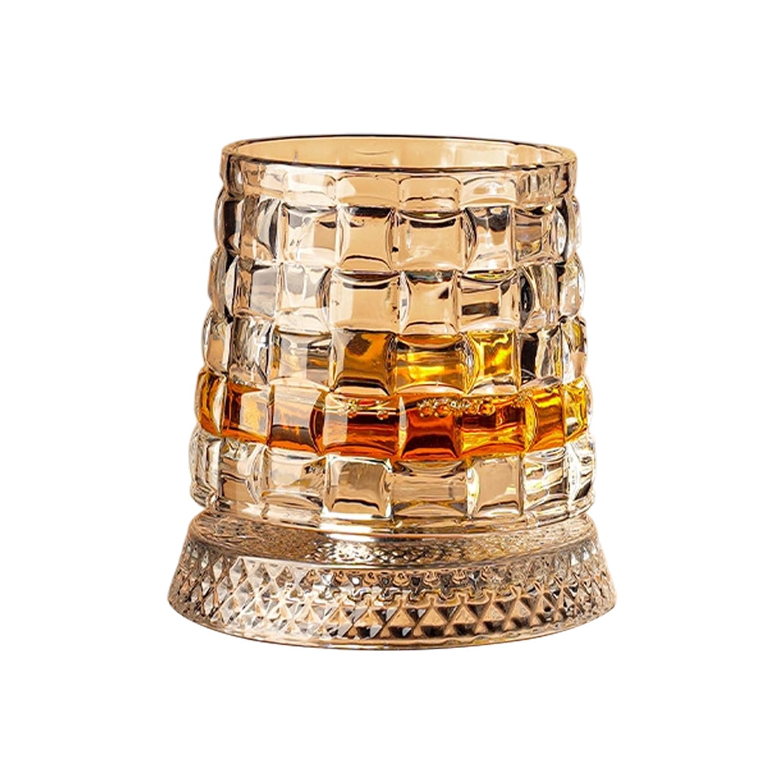 LUCKGONI 360 Degree Rotating Crystal Whiskeys Glass with Base Elegant Beverage Drinking Cup Home Drinkware