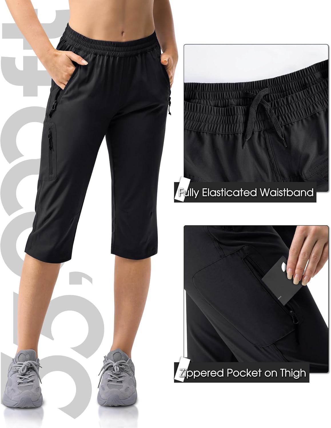 33,000ft Women's Capri Golf Pants Casual Quick Dry UPF 50+ Lightweight Stretch Cargo Hiking Pants with Pockets - Image 4