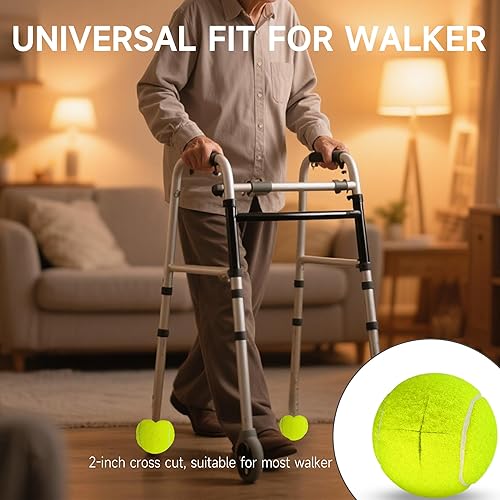 Miniatura 7 de Paquete de 4 pelotas de tenis para caminar, pelotas de tenis precortadas para patas de caminante o muebles, deslizadores de esquí y almohadillas de
