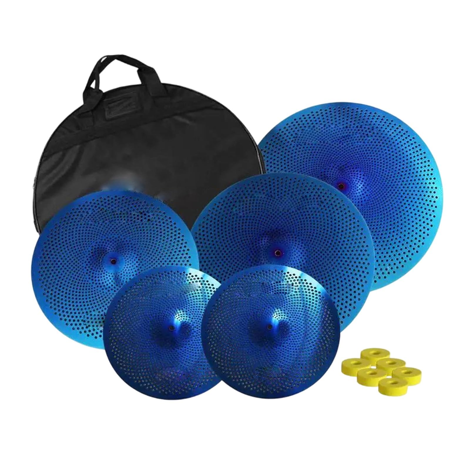Miłośnicy Muzyki Talerz Zestaw Talerzy Silent Cymbal Pack 5 Szt 14 Hihatów 16 Crash 18 Crashride 20 Inch Ride 6 Filców Odpornych Na Uderzenia(Type2)