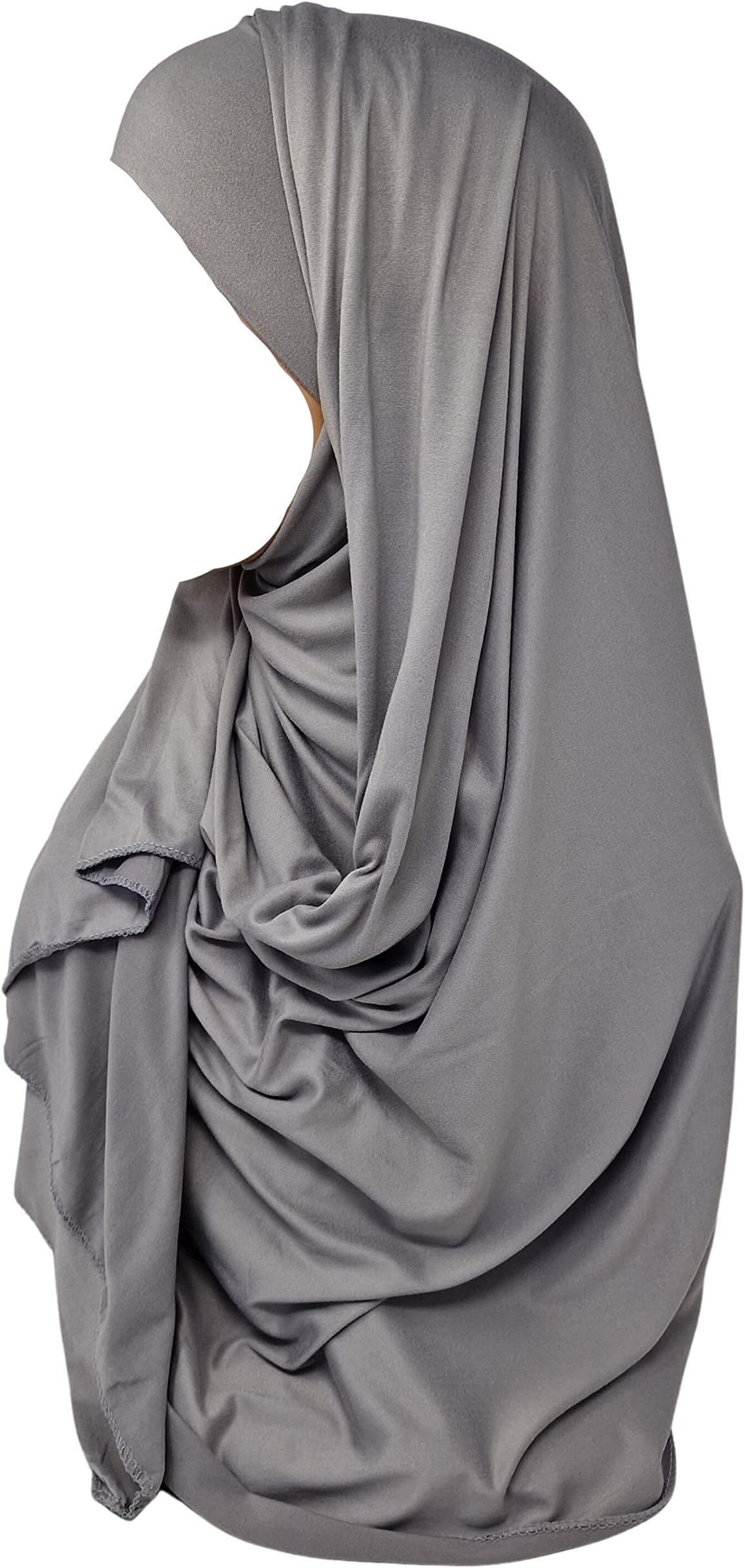 YaqeenOne Piece Hijab cotton/Viscose Headscarf Wrap Scarf instant shawls Girls & Women ( Silver )