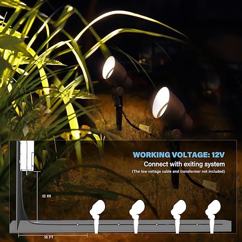Miniatura 5 de GOODSMANN Iluminación de paisaje, 8 unidades, luces de camino de pagoda de bajo voltaje, 2 niveles, 3 W, 180 lúmenes y foco, 8 unidades, 3 W, 200