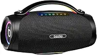Caixa de Som Bluetooth Portátil 200W, Basike Boombox V97 Pro com Powerbank, IPX6 À Prova D'água e Resistente À Poeira, Luz RGB Surround, Tecnologia TWS, 8h de Autonomia, EQ/TWS/TF/AUX