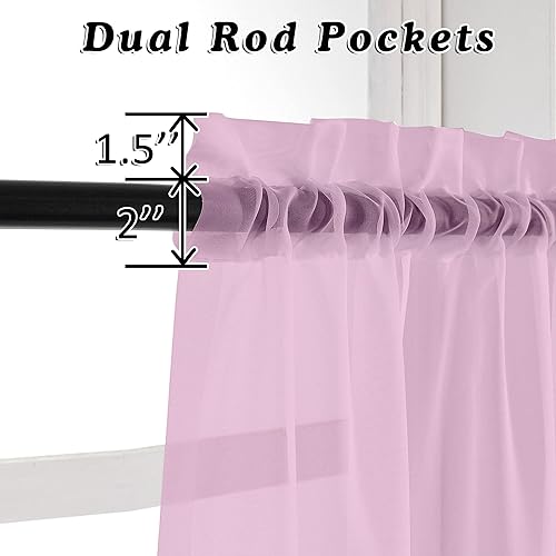 Miniatura 3 de OVZME Cortinas traslúcidas de gasa, filtran la luz, con jareta doble para cortinero, para cocina, dormitorio y sala de estar, 2 paneles, 42 pulgadas