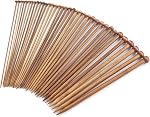 Coowayze Bamboo Knitting Needles Set, 18 Pairs US Size 0-15 (2.0-10.0mm) 14 Inch Long Straight Wood Knitting Needles Single Point for Sweaters, Socks, Shawl and Scarf